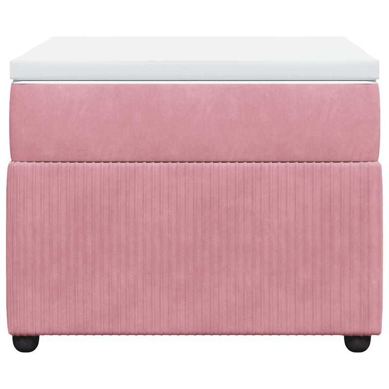 Pat box spring cu saltea, roz, 100x200 cm, catifea