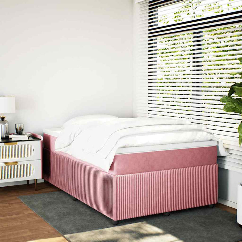 Pat box spring cu saltea, negru, 120x190 cm, catifea