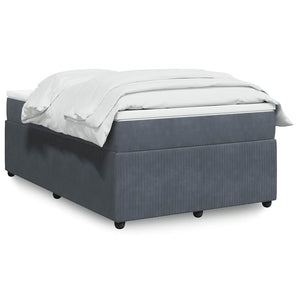 Pat box spring cu saltea, gri închis, 120x200 cm, catifea