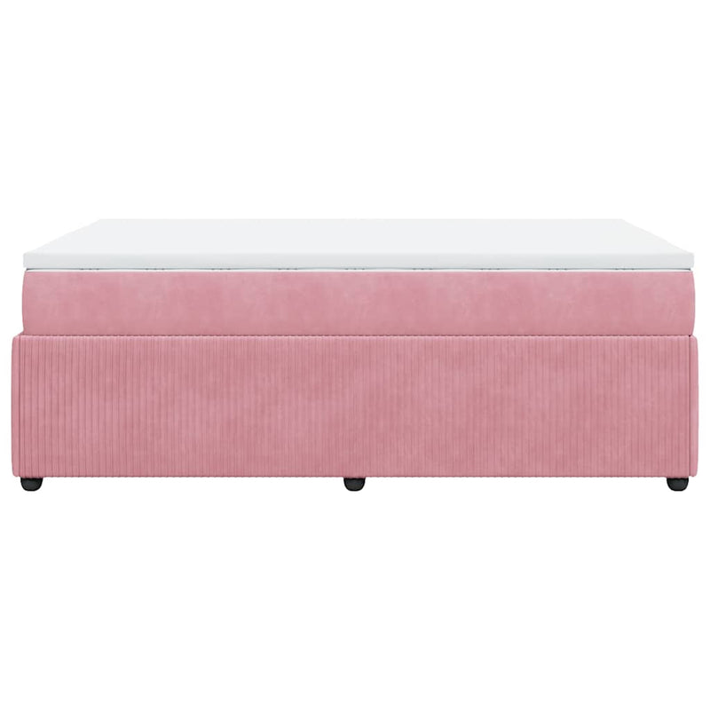 Pat box spring cu saltea, roz, 120x200 cm, catifea