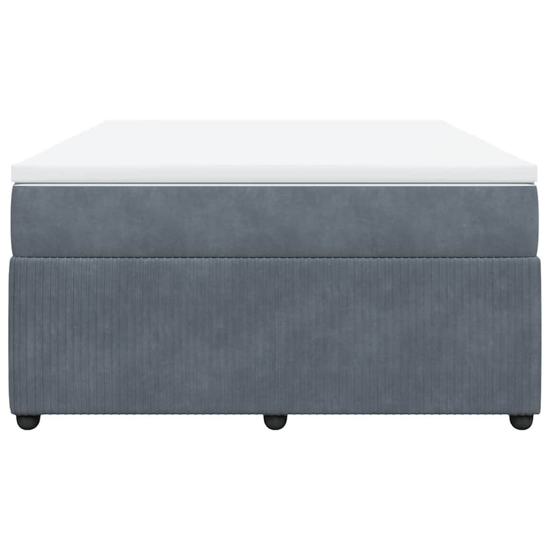 Pat box spring cu saltea, gri închis, 140x190 cm, catifea