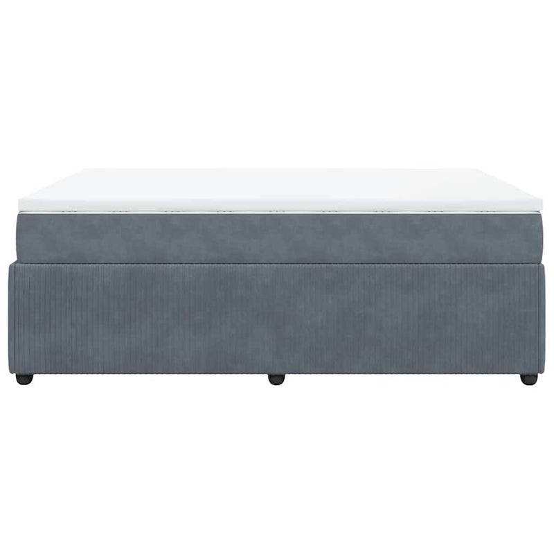 Pat box spring cu saltea, gri închis, 140x190 cm, catifea