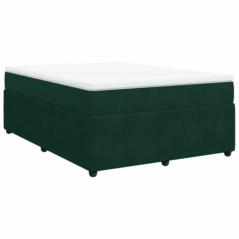Pat box spring cu saltea, verde închis, 140x190 cm, catifea