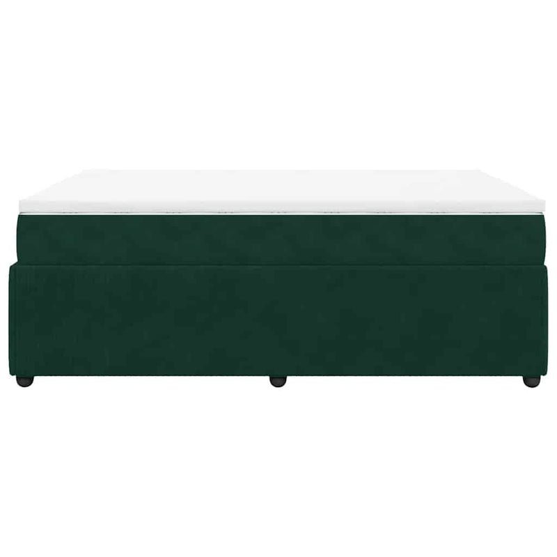 Pat box spring cu saltea, verde închis, 140x190 cm, catifea