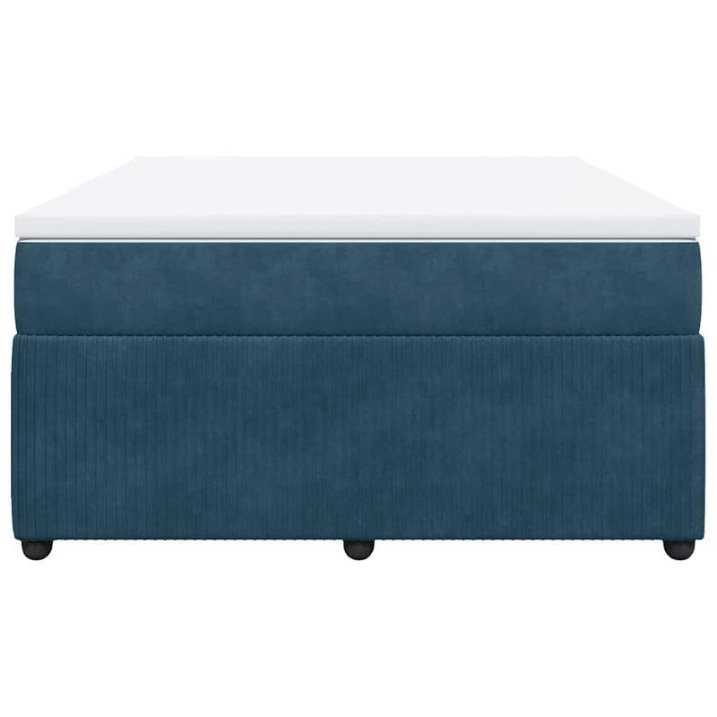 Pat box spring cu saltea, albastru închis, 140x190 cm, catifea
