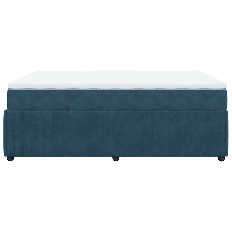 Pat box spring cu saltea, albastru închis, 140x190 cm, catifea
