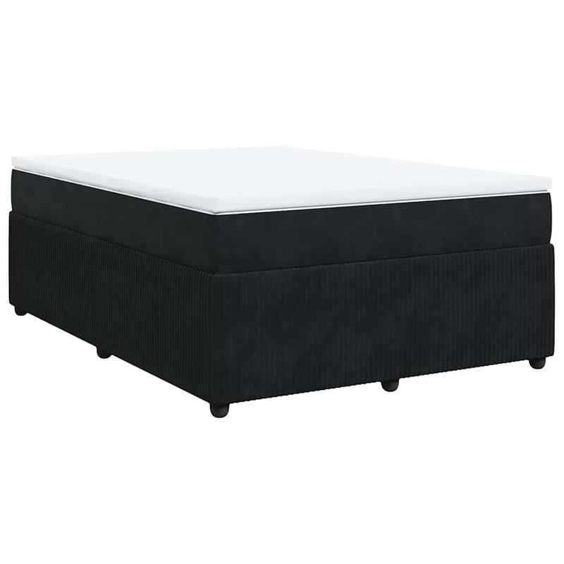 Pat box spring cu saltea, negru, 140x200 cm, catifea