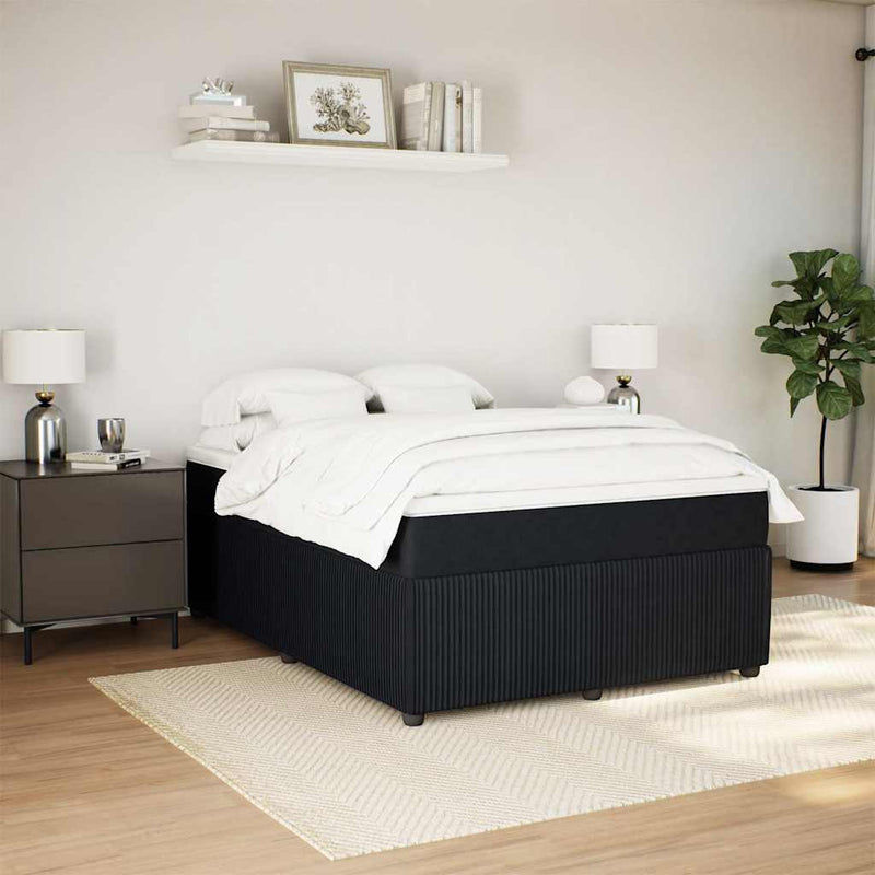 Pat box spring cu saltea, negru, 140x200 cm, catifea