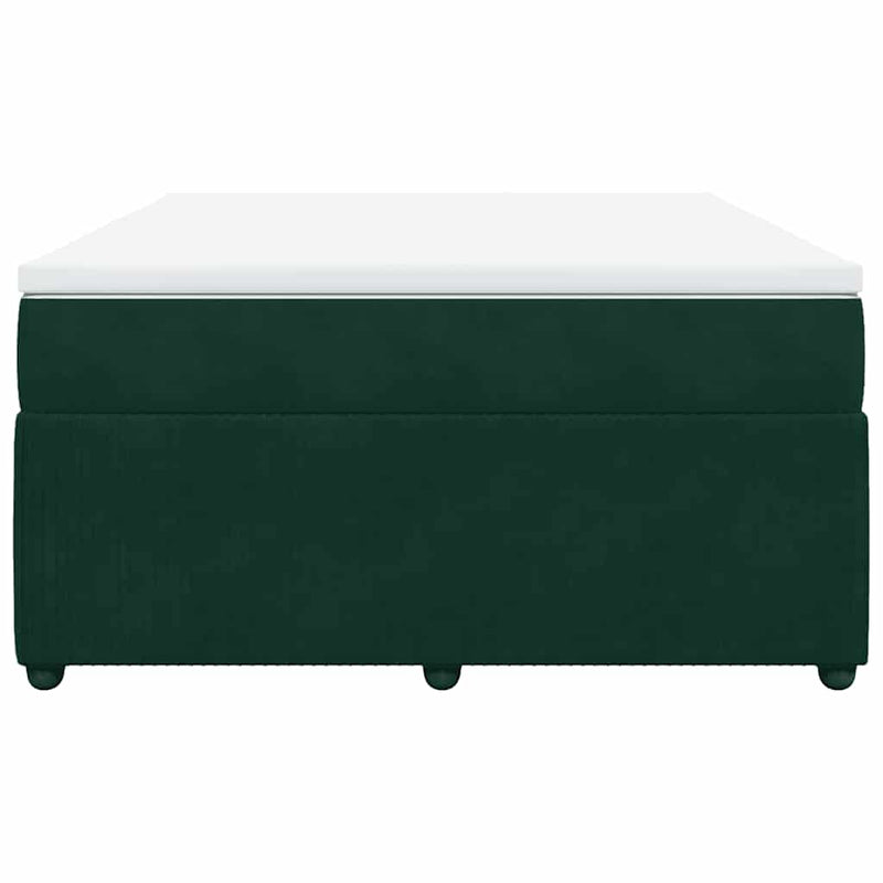 Pat box spring cu saltea, verde închis, 140x200 cm, catifea