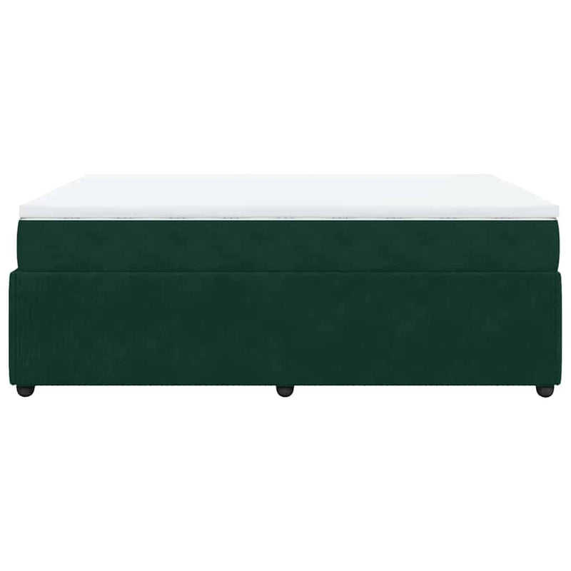 Pat box spring cu saltea, verde închis, 140x200 cm, catifea