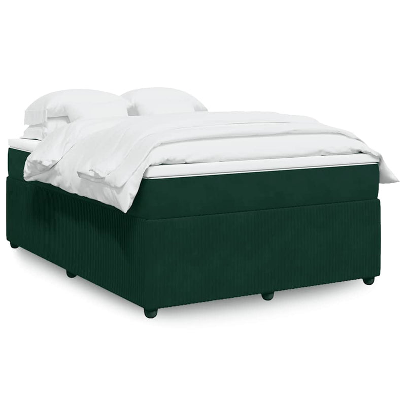 Pat box spring cu saltea, verde închis, 140x200 cm, catifea