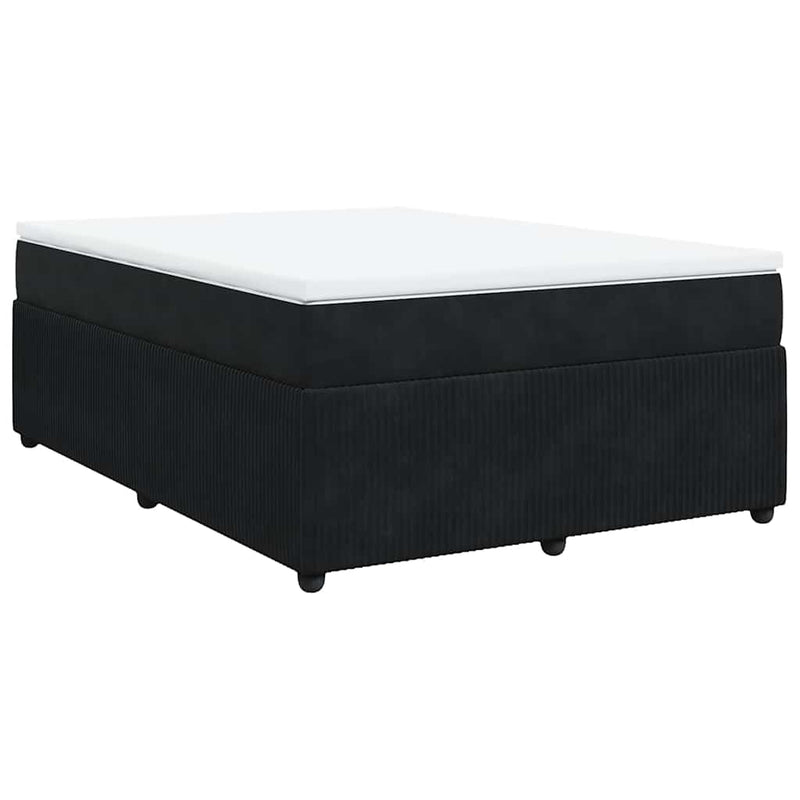 Pat box spring cu saltea, negru, 160x200 cm, catifea