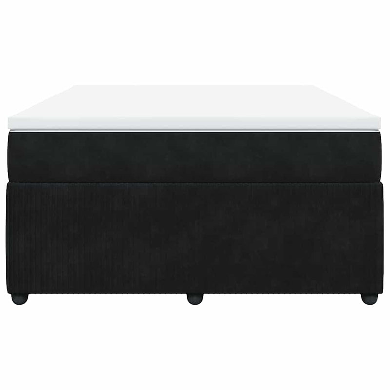 Pat box spring cu saltea, negru, 160x200 cm, catifea
