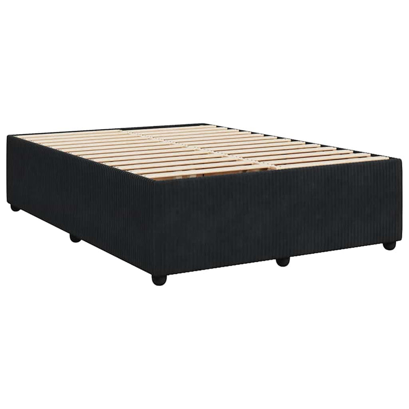 Pat box spring cu saltea, negru, 160x200 cm, catifea