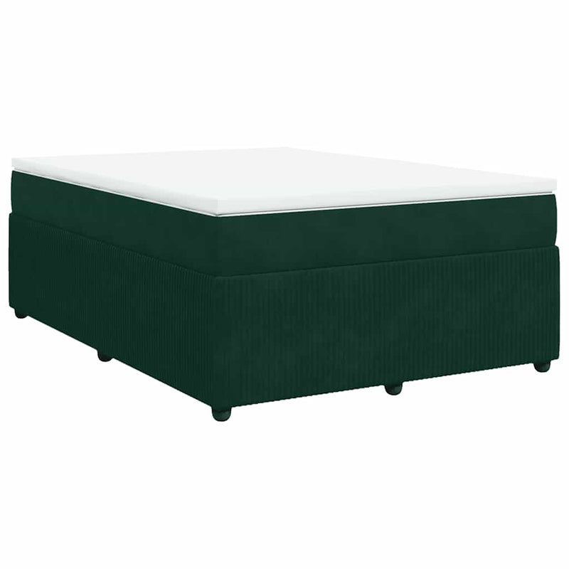 Pat box spring cu saltea, verde închis, 160x200 cm, catifea