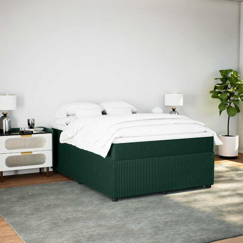 Pat box spring cu saltea, verde închis, 160x200 cm, catifea