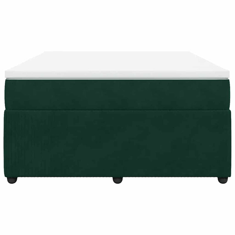 Pat box spring cu saltea, verde închis, 160x200 cm, catifea