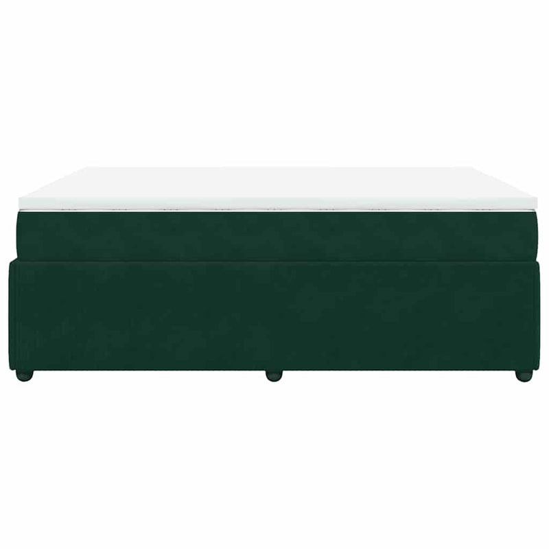 Pat box spring cu saltea, verde închis, 160x200 cm, catifea