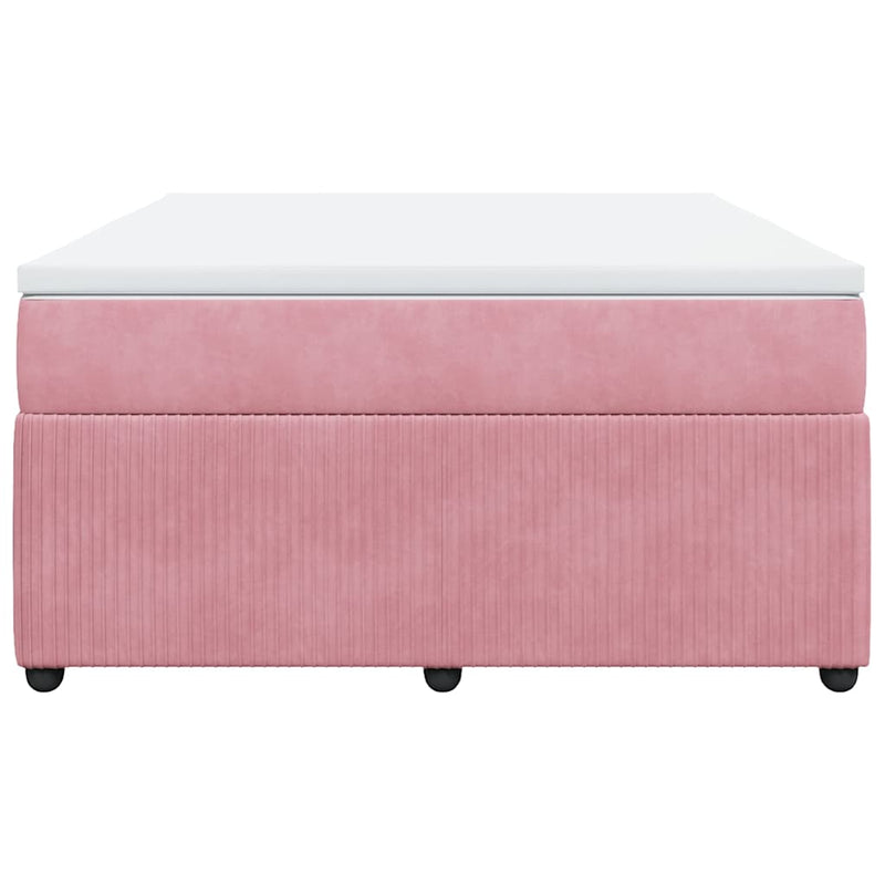 Pat box spring cu saltea, roz, 160x200 cm, catifea