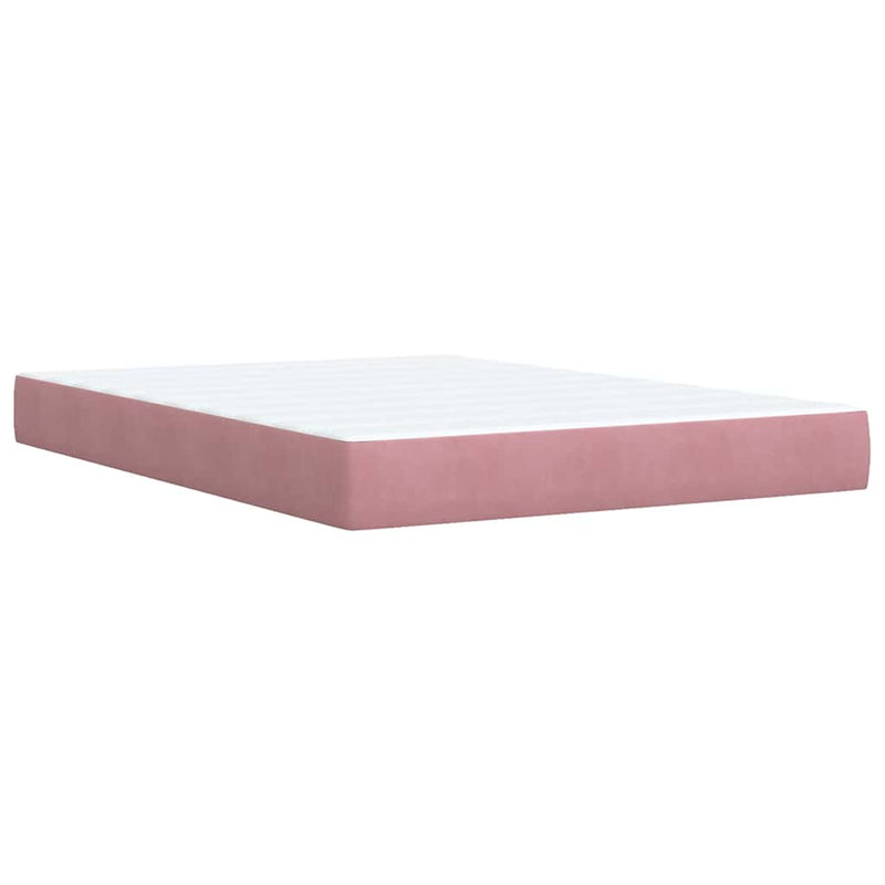 Pat box spring cu saltea, roz, 160x200 cm, catifea