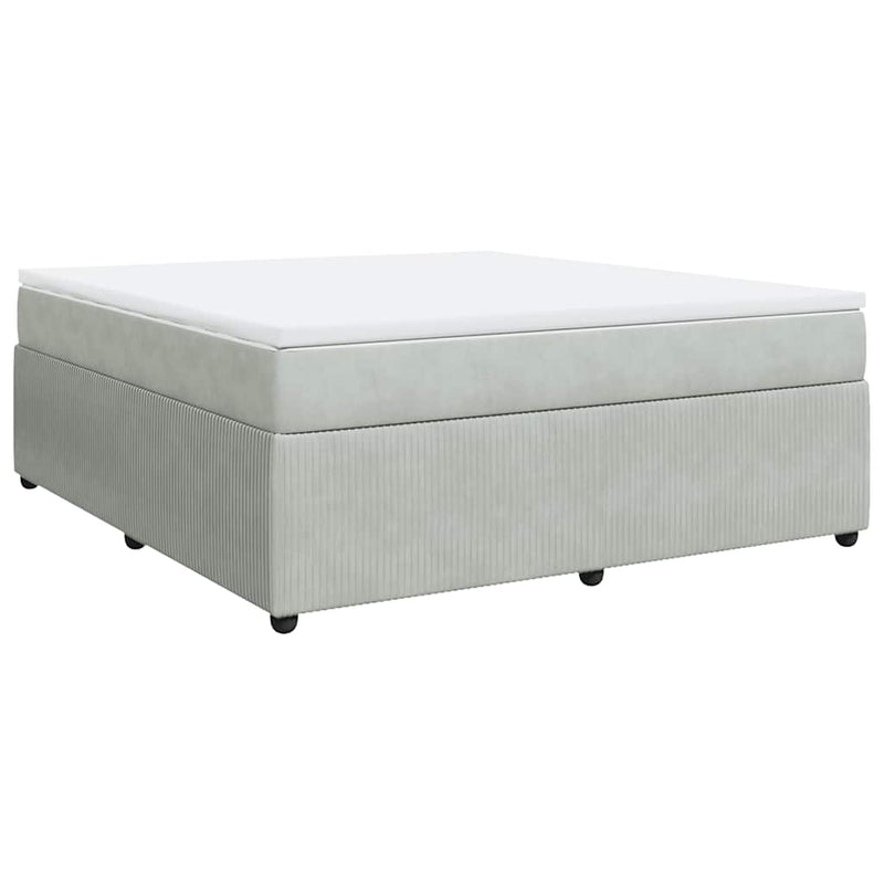 Pat box spring cu saltea, gri deschis, 180x200 cm, catifea