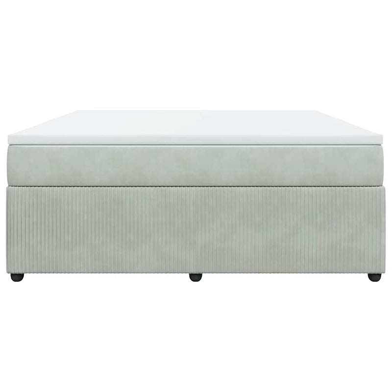 Pat box spring cu saltea, gri deschis, 180x200 cm, catifea