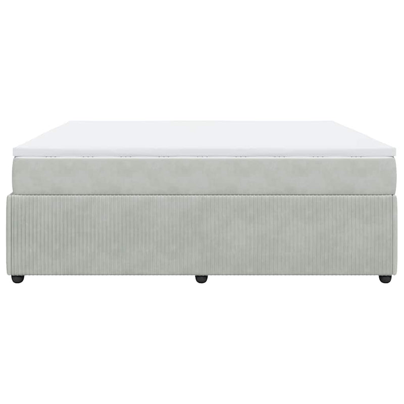 Pat box spring cu saltea, gri deschis, 180x200 cm, catifea