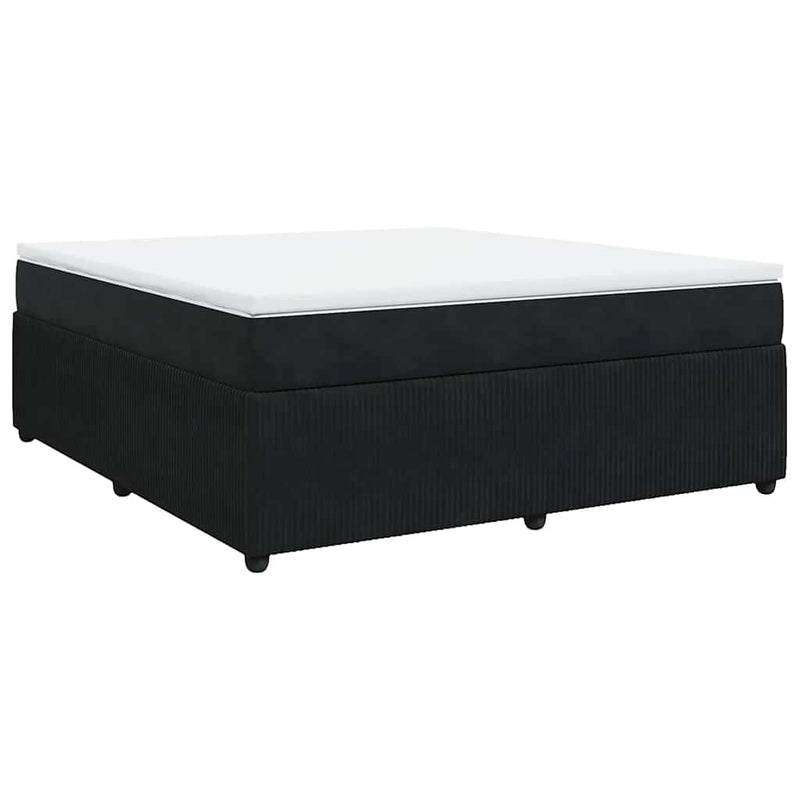 Pat box spring cu saltea, negru, 180x200 cm, catifea