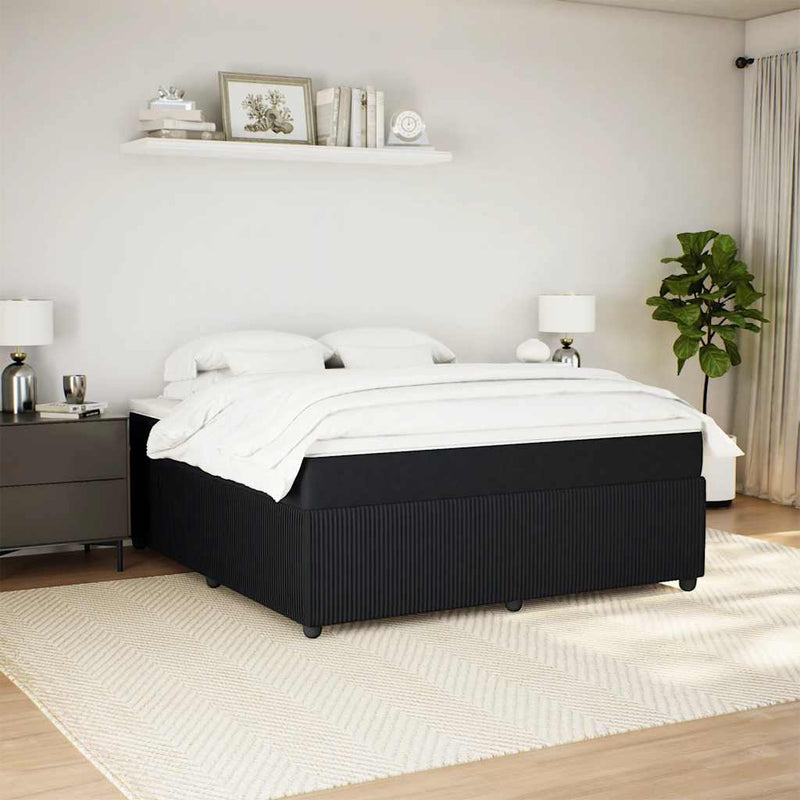 Pat box spring cu saltea, negru, 180x200 cm, catifea