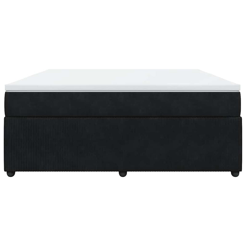 Pat box spring cu saltea, negru, 180x200 cm, catifea