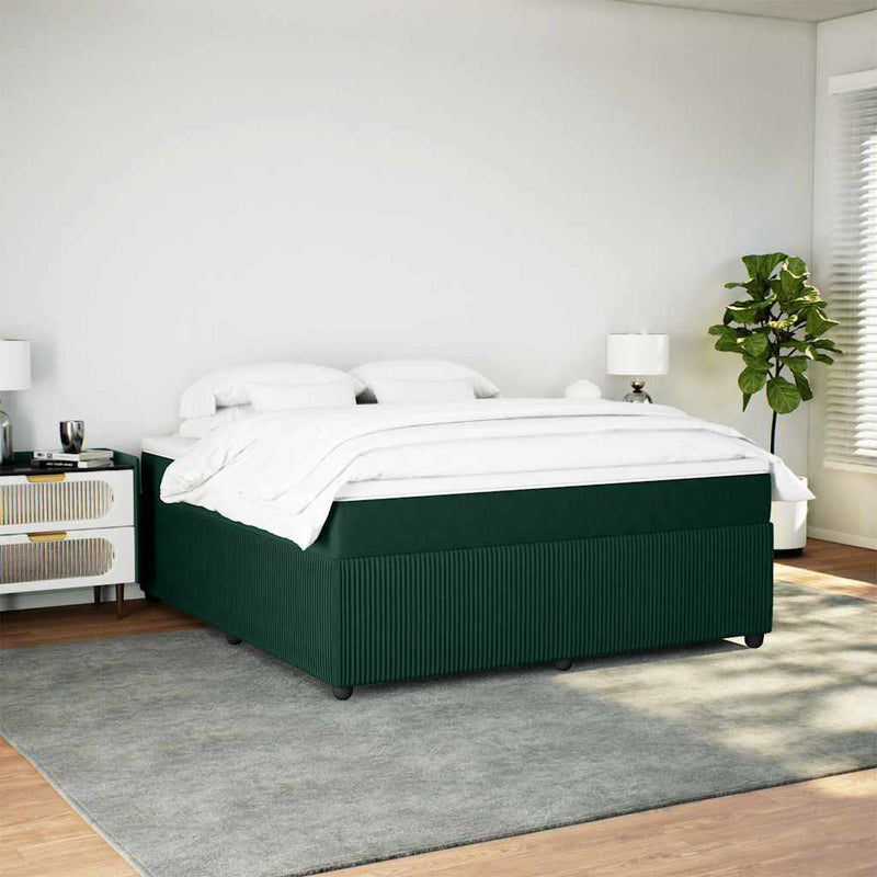 Pat box spring cu saltea, verde închis, 180x200 cm, catifea