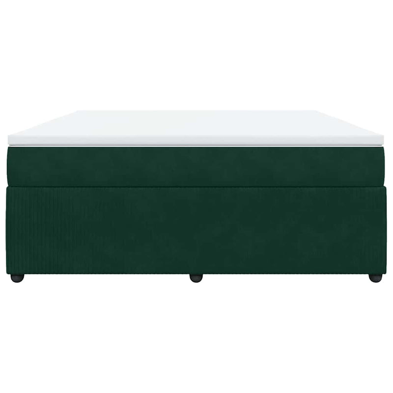 Pat box spring cu saltea, verde închis, 180x200 cm, catifea