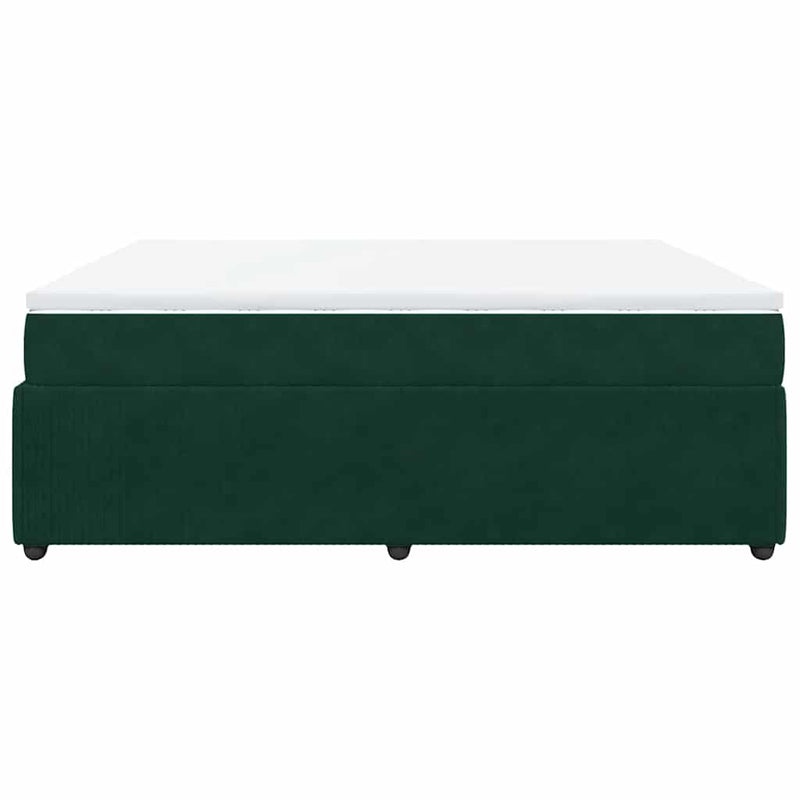 Pat box spring cu saltea, verde închis, 180x200 cm, catifea