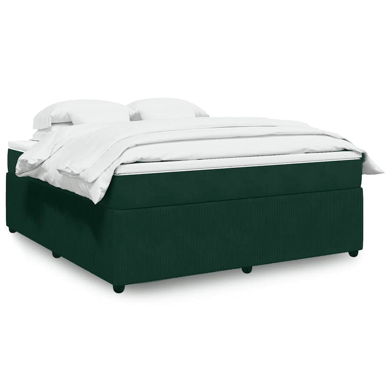 Pat box spring cu saltea, verde închis, 180x200 cm, catifea