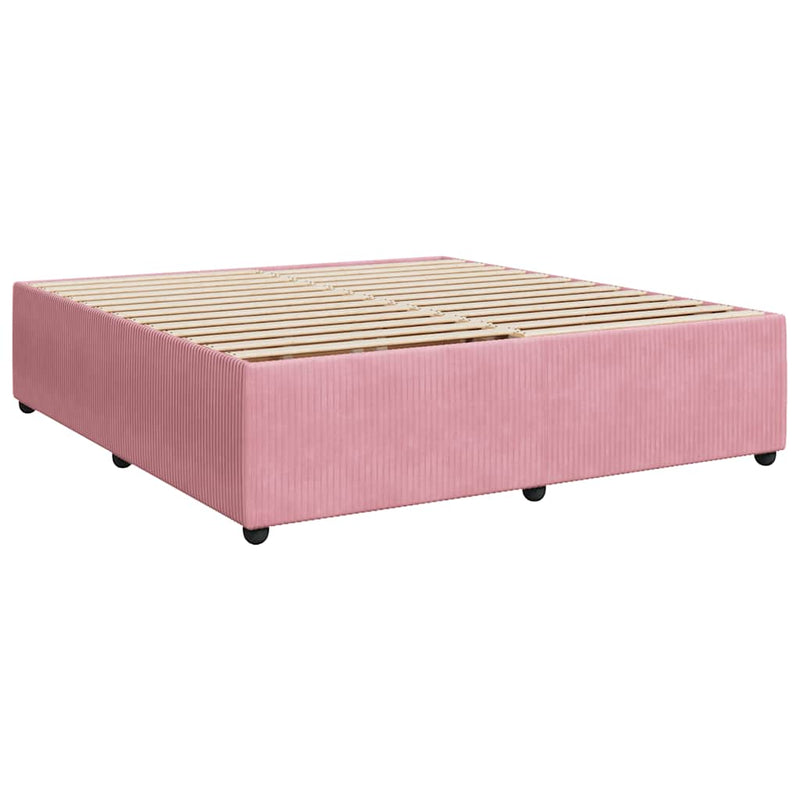 Pat box spring cu saltea, roz, 180x200 cm, catifea