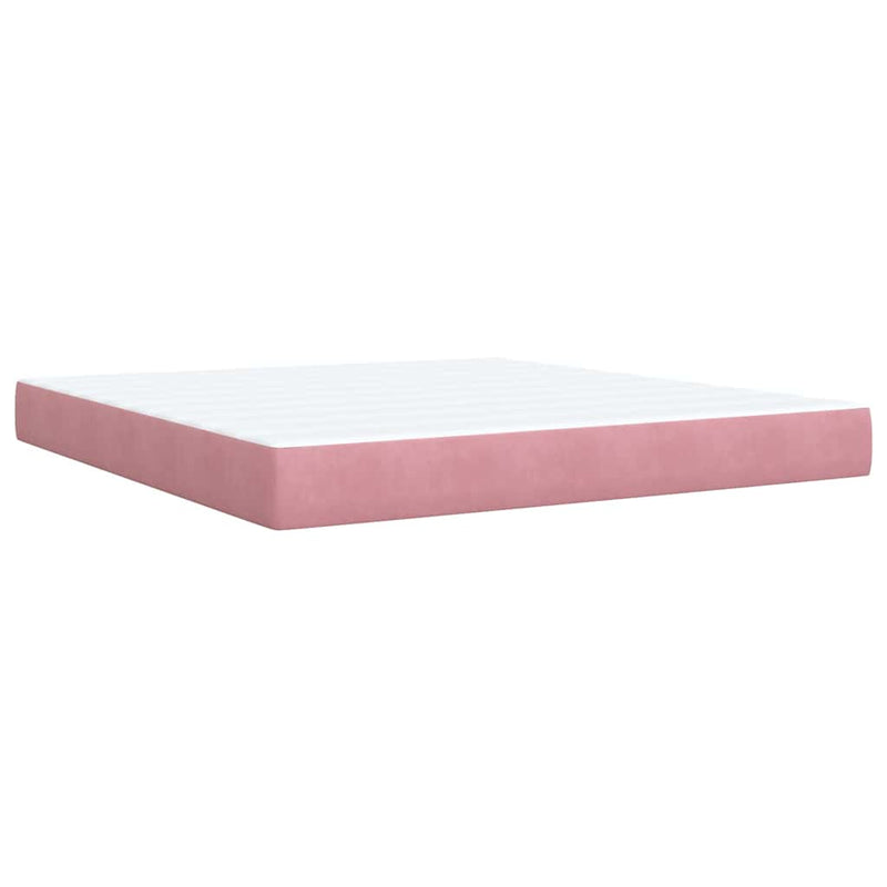 Pat box spring cu saltea, roz, 180x200 cm, catifea