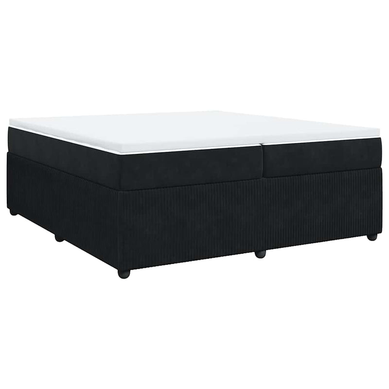 Pat box spring cu saltea, negru, 200x200 cm, catifea