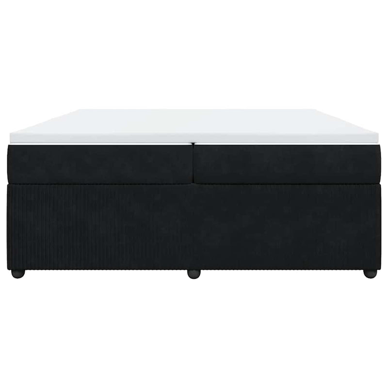 Pat box spring cu saltea, negru, 200x200 cm, catifea