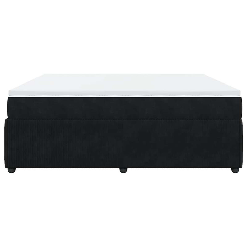 Pat box spring cu saltea, negru, 200x200 cm, catifea