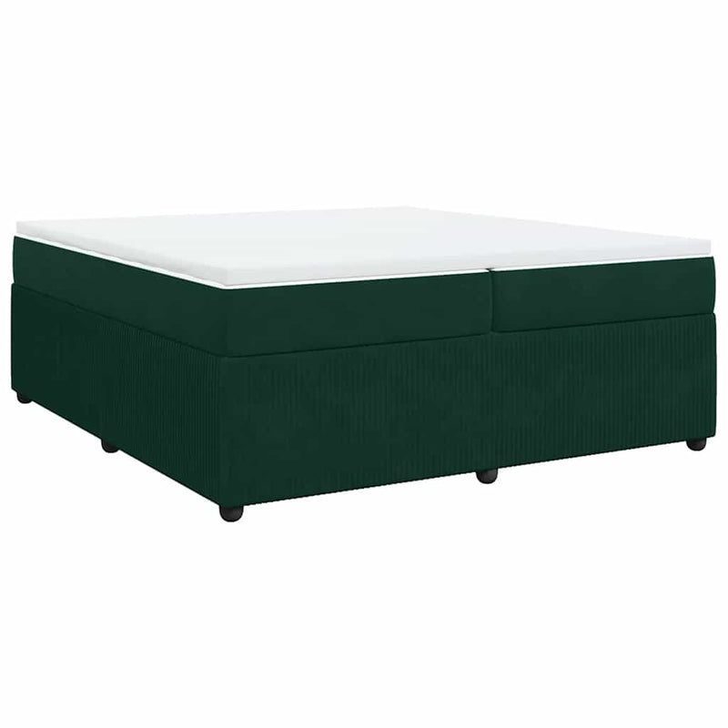 Pat box spring cu saltea, verde închis, 200x200 cm, catifea
