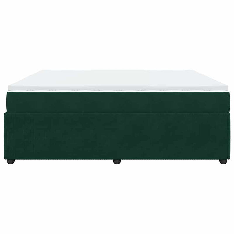 Pat box spring cu saltea, verde închis, 200x200 cm, catifea