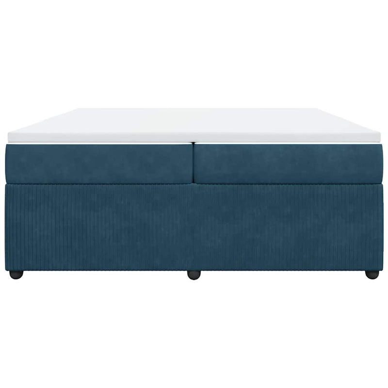 Pat box spring cu saltea, albastru închis, 200x200 cm, catifea
