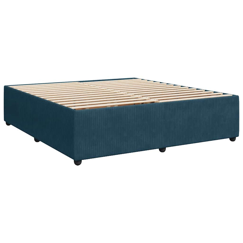Pat box spring cu saltea, albastru închis, 200x200 cm, catifea