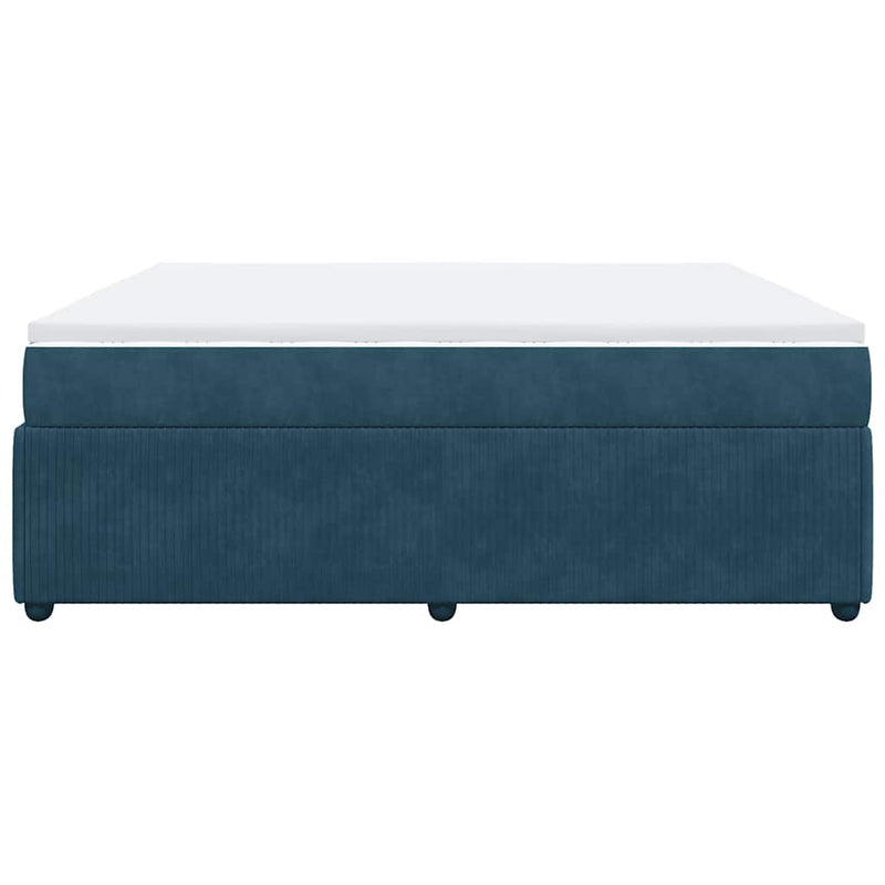Pat box spring cu saltea, albastru închis, 200x200 cm, catifea