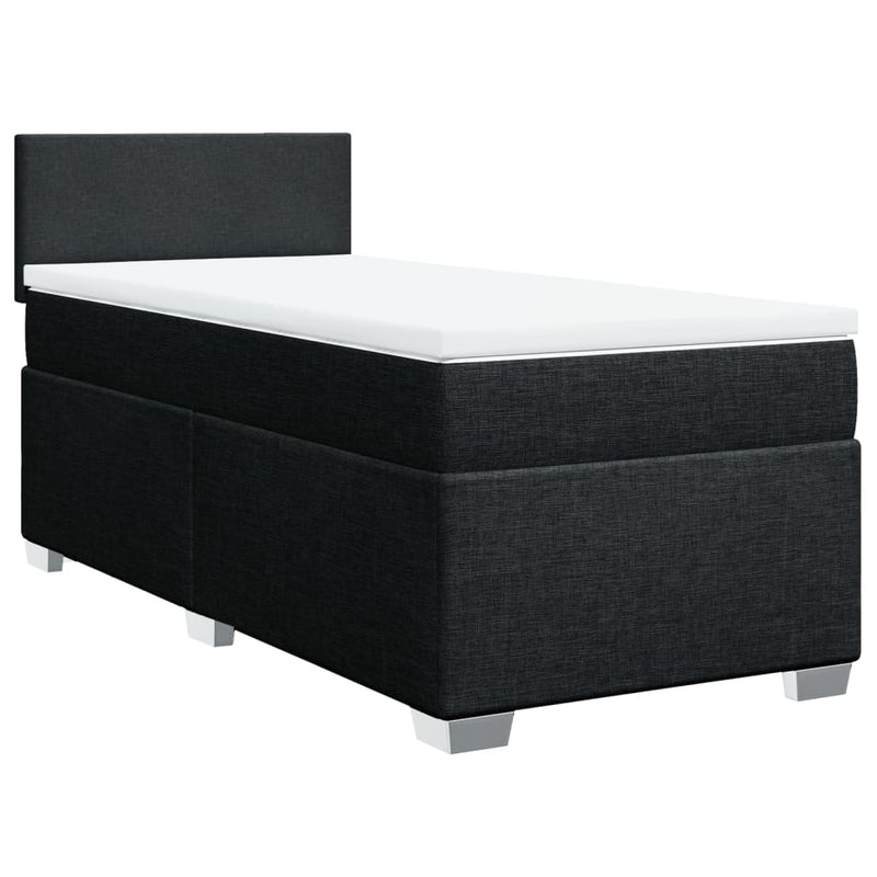 Pat box spring cu saltea, negru, 80x200 cm, textil