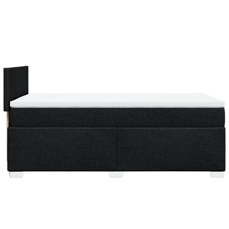 Pat box spring cu saltea, negru, 80x200 cm, textil