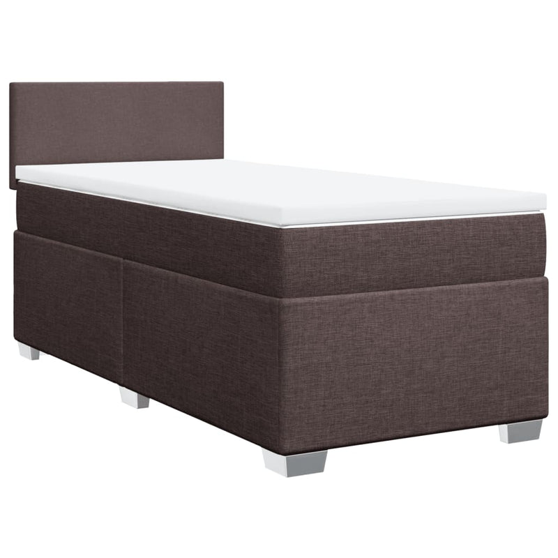 Pat box spring cu saltea, maro închis, 80x200 cm, textil