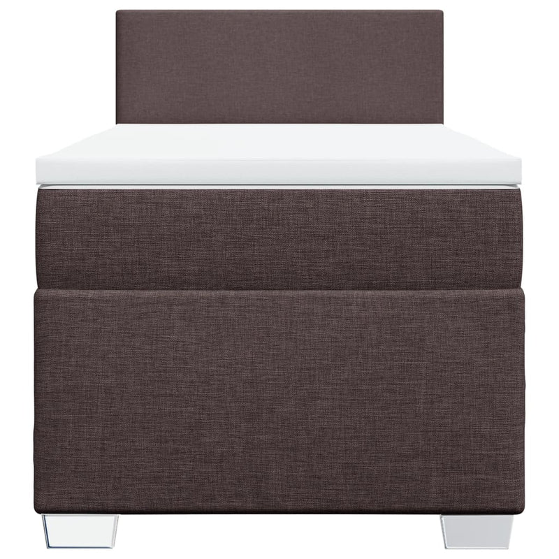 Pat box spring cu saltea, maro închis, 80x200 cm, textil