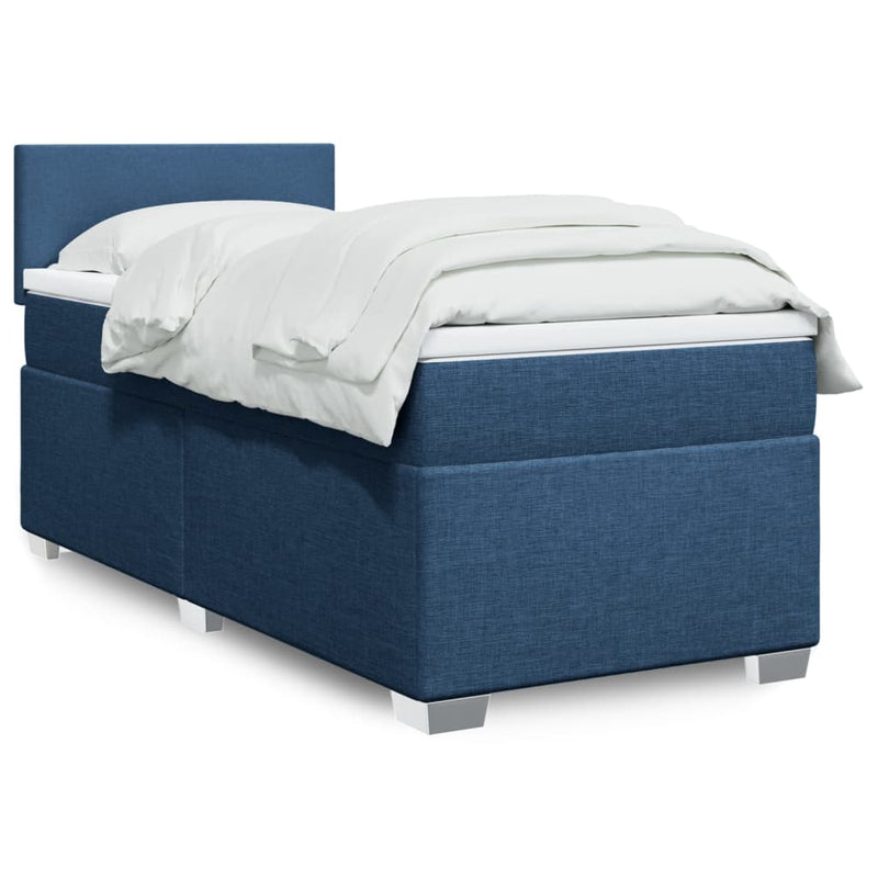 Pat box spring cu saltea, albastru, 80x200 cm, textil