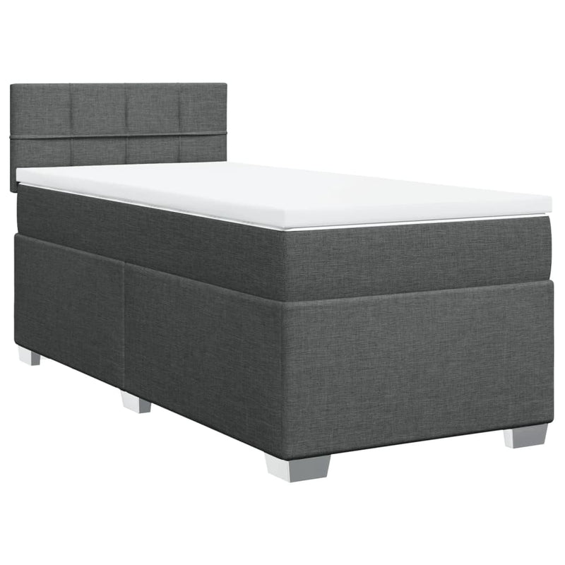 Pat box spring cu saltea, gri închis, 80x200 cm, textil